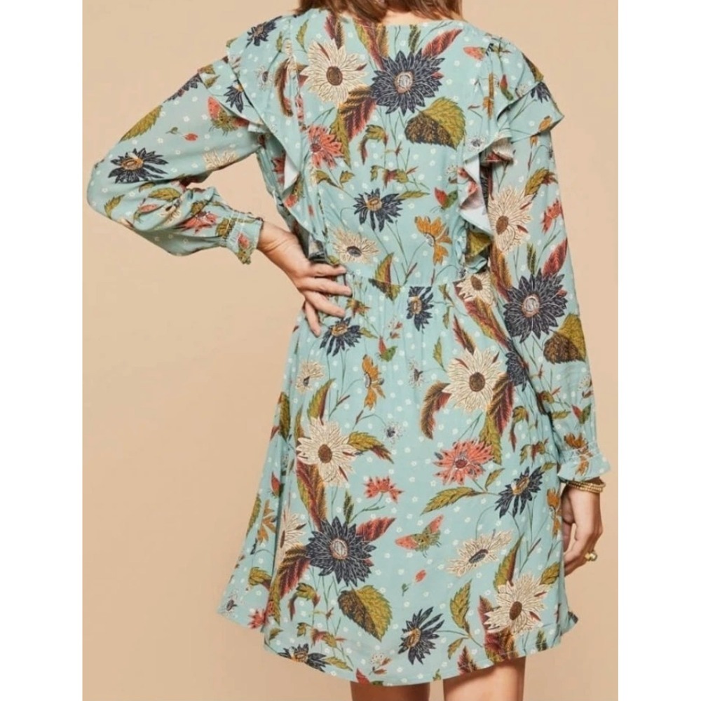 Spartina 449 Womens‎ XL Millie Ruffle Dress Floral Butterfly Boho Cottagecore - Picture 2 of 13